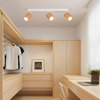 Brilagi - Spotlight MODERN WOOD 3xGU10/8W/230V wood/white