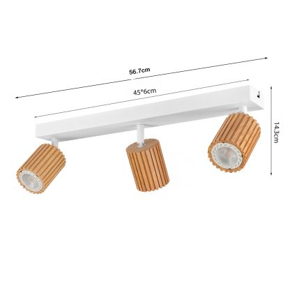 Brilagi - Spotlight MODERN WOOD 3xGU10/8W/230V wood/white