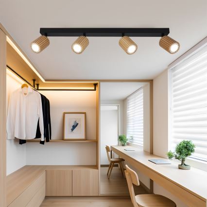 Brilagi - Spotlight MODERN WOOD 4xGU10/8W/230V rubberwood/black