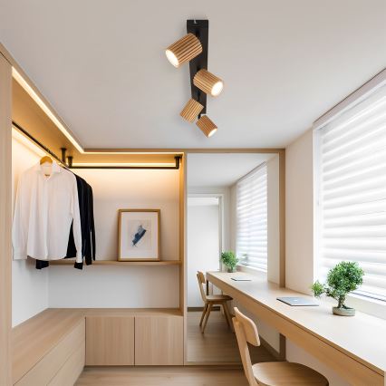 Brilagi - Spotlight MODERN WOOD 4xGU10/8W/230V wood/black