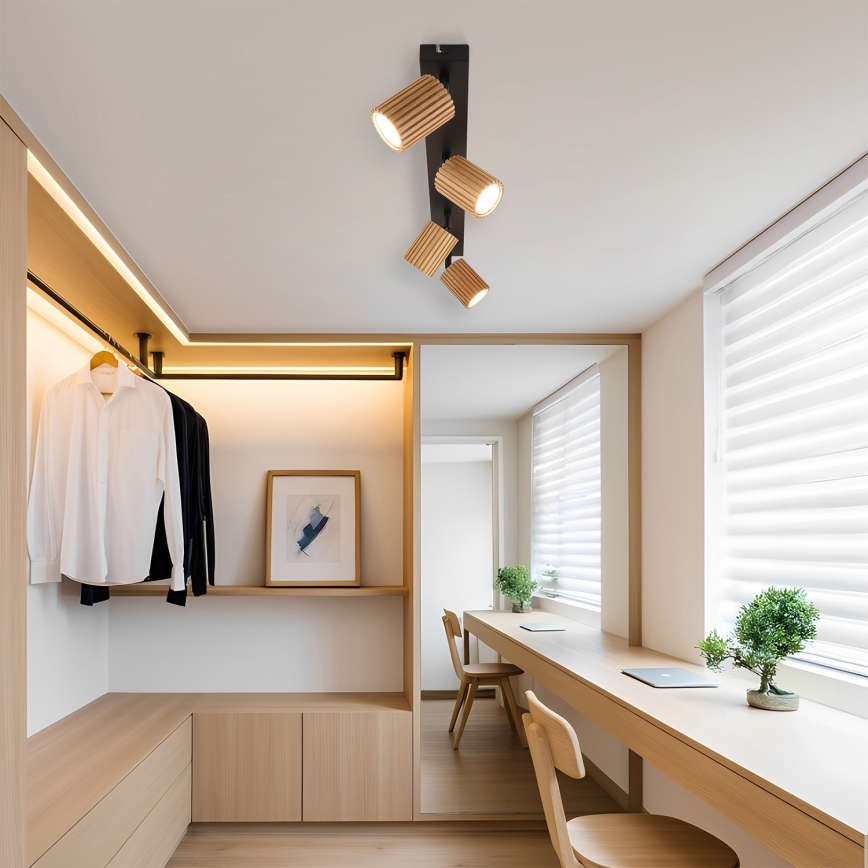 Brilagi - Spotlight MODERN WOOD 4xGU10/8W/230V wood/black