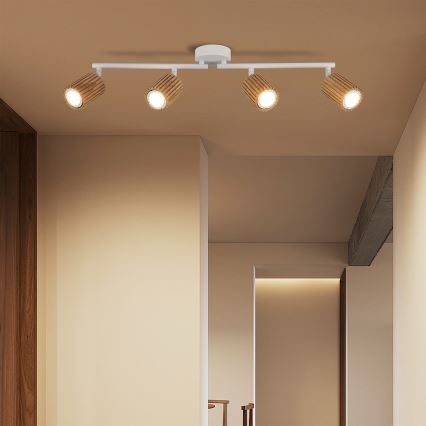 Brilagi - Spotlight MODERN WOOD 4xGU10/8W/230V wood/white