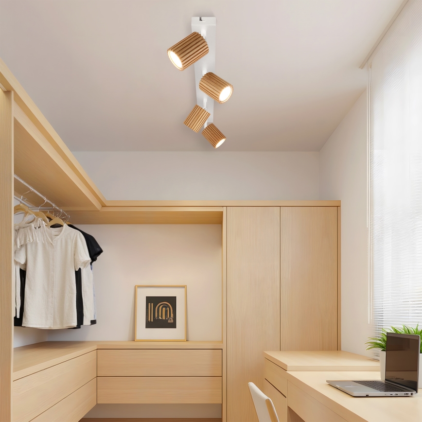 Brilagi - Spotlight MODERN WOOD 4xGU10/8W/230V wood/white