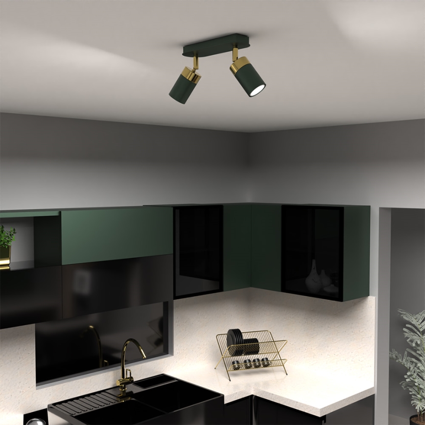 Brilagi - Spotlight POKER 2xGU10/25W/230V green/gold