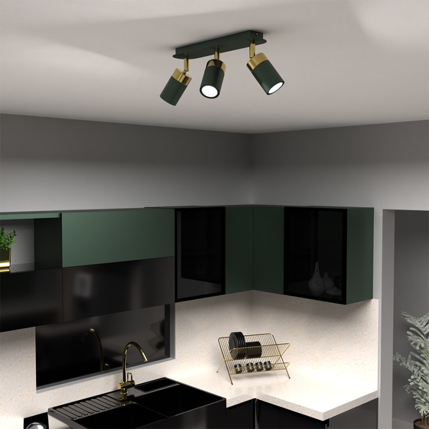 Brilagi - Spotlight POKER 3xGU10/25W/230V green/gold