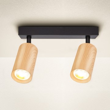 Brilagi - Spotlight SELE 2xGU10/30W/230V black/oak decor