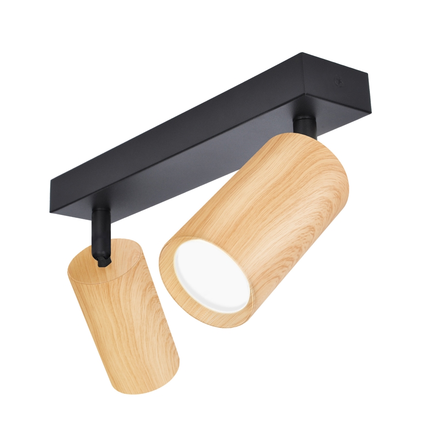 Brilagi - Spotlight SELE 2xGU10/30W/230V black/oak decor