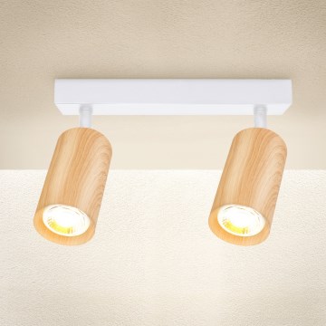 Brilagi - Spotlight SELE 2xGU10/30W/230V white/oak decor