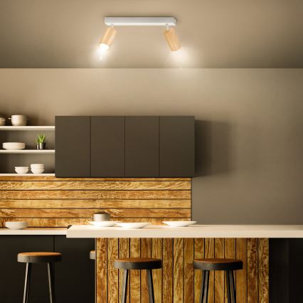 Brilagi - Spotlight SELE 2xGU10/30W/230V white/oak decor