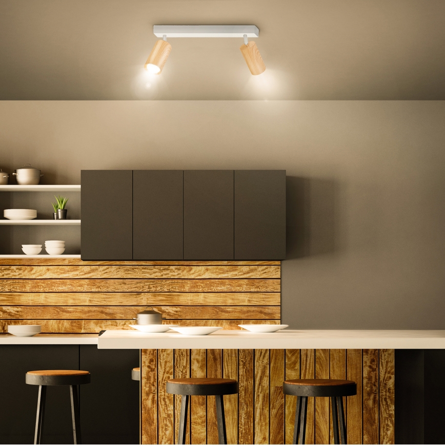 Brilagi - Spotlight SELE 2xGU10/30W/230V white/oak decor