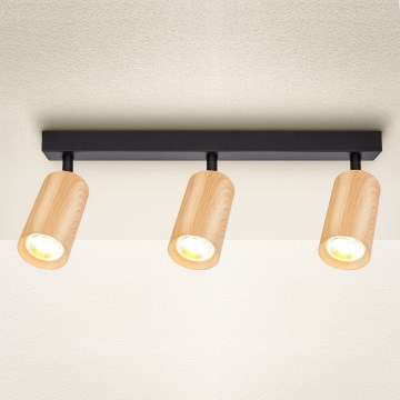 Brilagi - Spotlight SELE 3xGU10/30W/230V black/oak decor