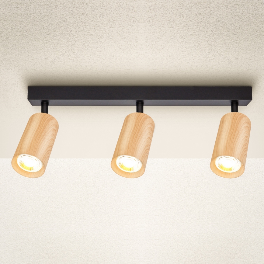 Brilagi - Spotlight SELE 3xGU10/30W/230V black/oak decor