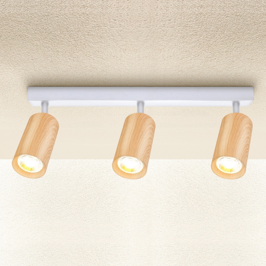 Brilagi - Spotlight SELE 3xGU10/30W/230V white/oak decor