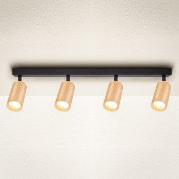 Brilagi - Spotlight SELE 4xGU10/30W/230V black/oak decor