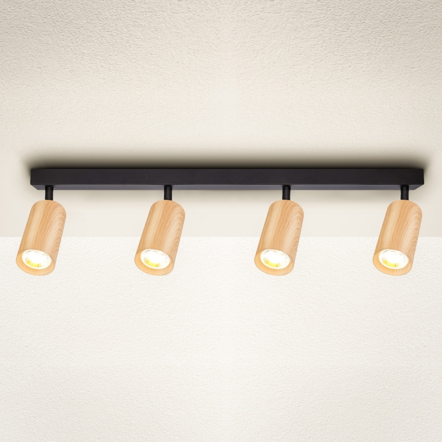 Brilagi - Spotlight SELE 4xGU10/30W/230V black/oak decor