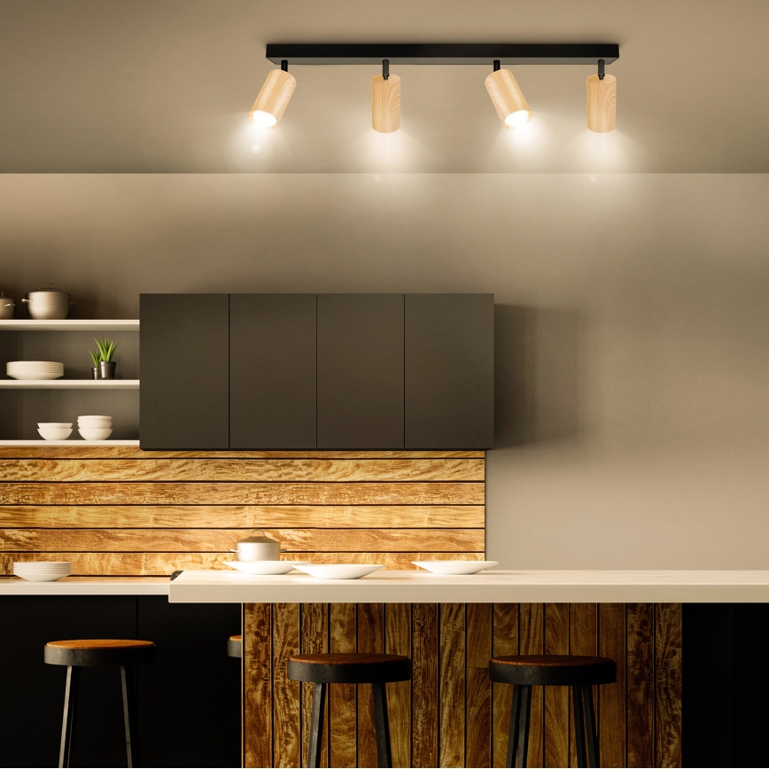 Brilagi - Spotlight SELE 4xGU10/30W/230V black/oak decor