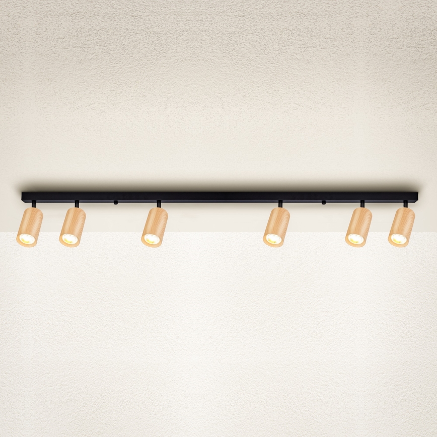 Brilagi - Spotlight SELE 6xGU10/30W/230V black/oak decor