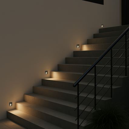 Brilagi - STAIRDOT LED/2W/230V Outdoor Recessed LED Fixture, Black, IP65, Square