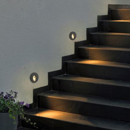 Brilagi - STAIRDOT LED Outdoor Recessed Luminaire LED/2W/230V, Black, IP65, Round