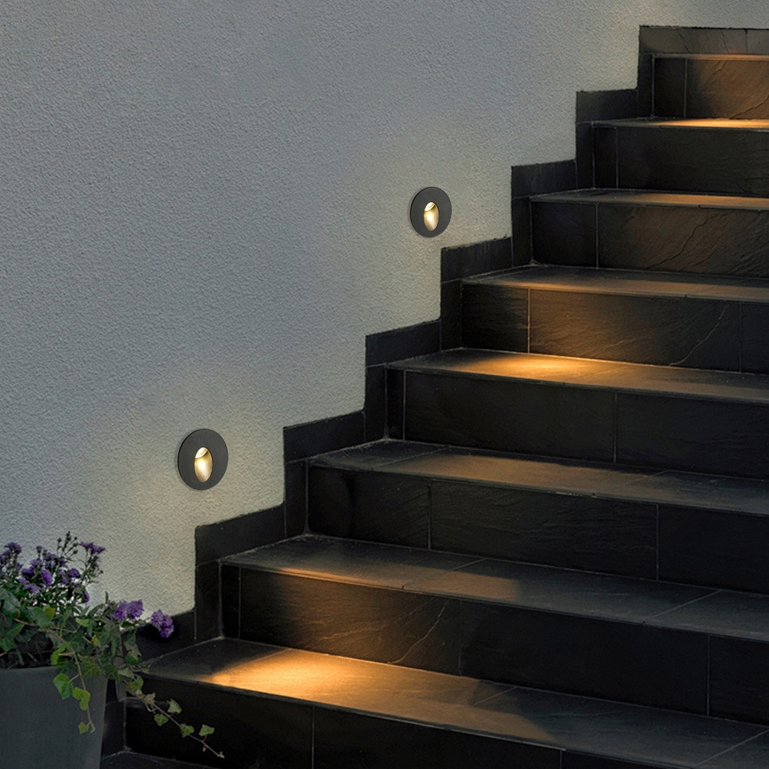 Brilagi - STAIRDOT LED Outdoor Recessed Luminaire LED/2W/230V, Black, IP65, Round