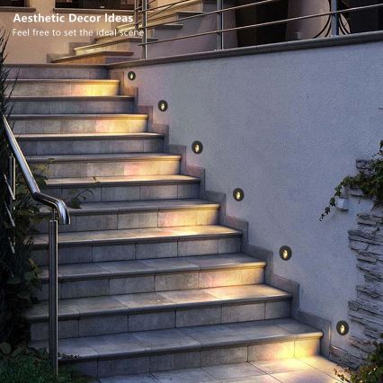 Brilagi - STAIRDOT LED Outdoor Recessed Luminaire LED/2W/230V, Black, IP65, Round