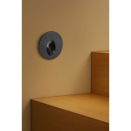 Brilagi - STAIRDOT LED Outdoor Recessed Luminaire LED/2W/230V, Black, IP65, Round