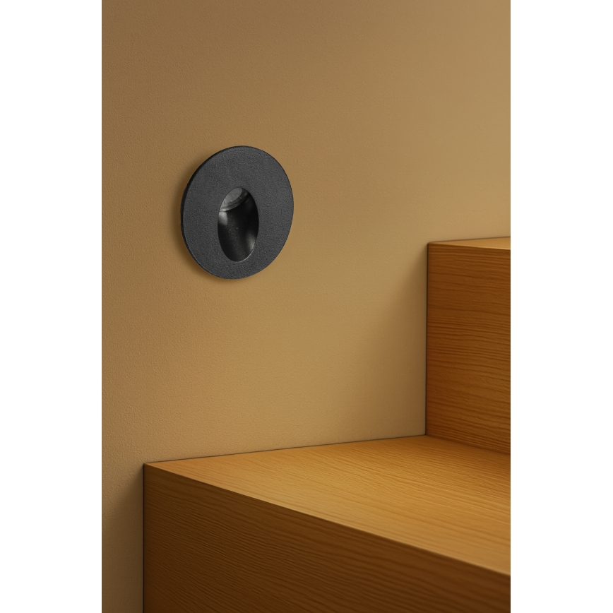 Brilagi - STAIRDOT LED Outdoor Recessed Luminaire LED/2W/230V, Black, IP65, Round