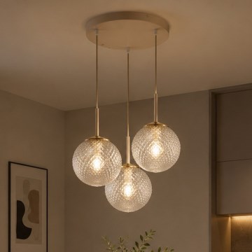 BRILAGI - STELLA cable-hung pendant light, 3x E27/60W/230V, beige/gold