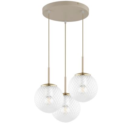 BRILAGI - STELLA cable-hung pendant light, 3x E27/60W/230V, beige/gold