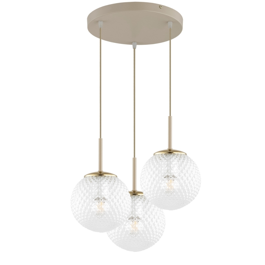 BRILAGI - STELLA cable-hung pendant light, 3x E27/60W/230V, beige/gold