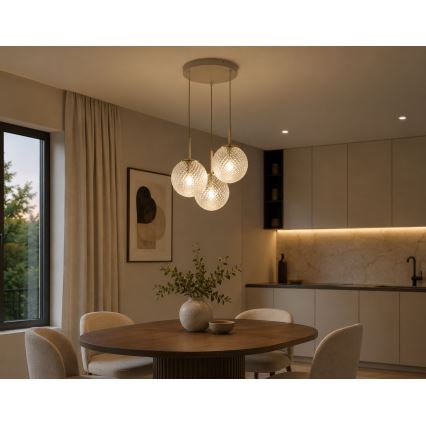 BRILAGI - STELLA cable-hung pendant light, 3x E27/60W/230V, beige/gold