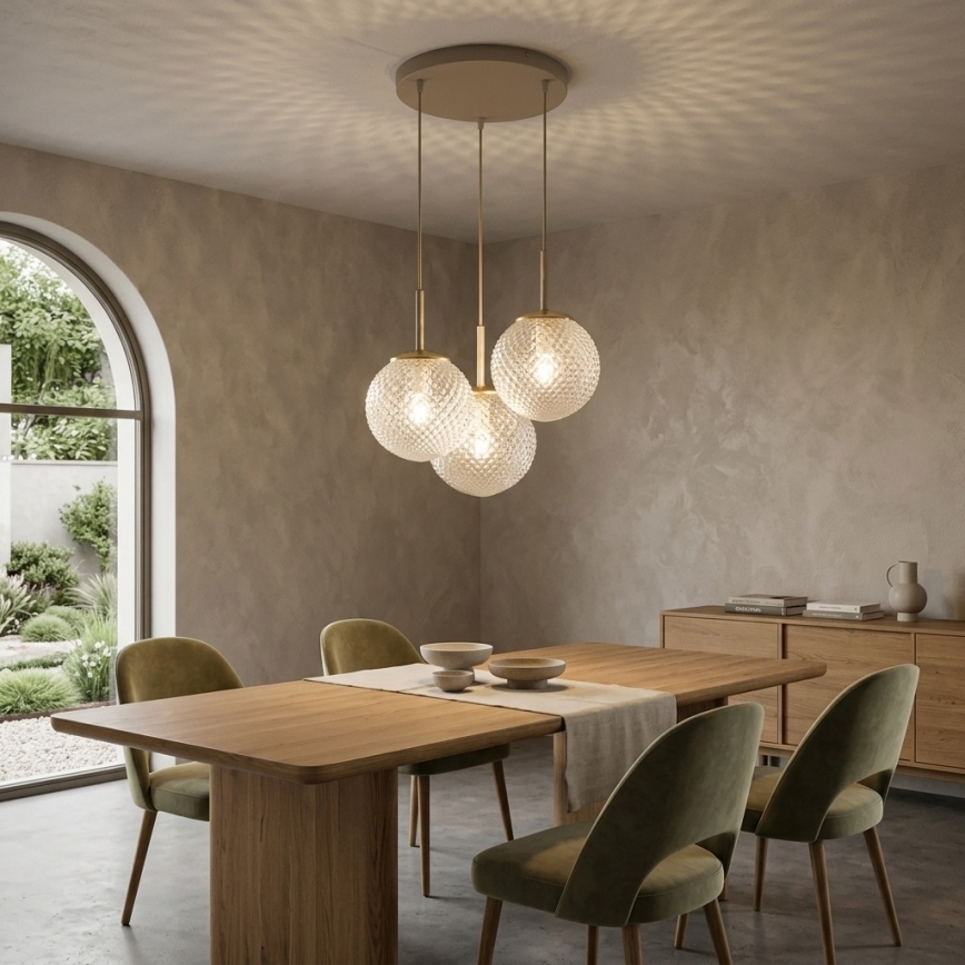 BRILAGI - STELLA cable-hung pendant light, 3x E27/60W/230V, beige/gold