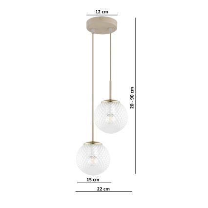 BRILAGI - STELLA Cable-Suspended Chandelier 2xE27/60W/230V Beige/Gold