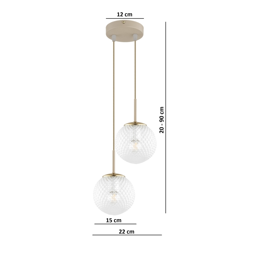 BRILAGI - STELLA Cable-Suspended Chandelier 2xE27/60W/230V Beige/Gold