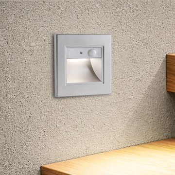 Brilagi - STEP LIGHT LED stair light with sensor, LED/1.5W/230V IP44 silver