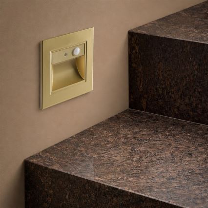 Brilagi - STEP LIGHT LED Stair Light with Sensor, 1.5W/230V, IP44, Gold