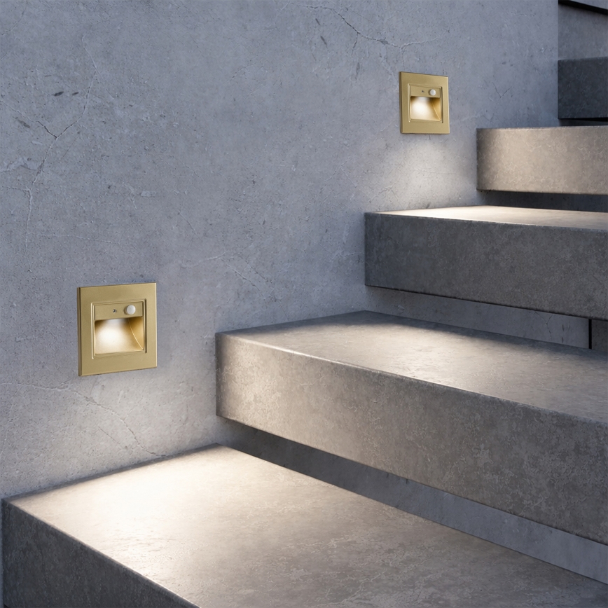Brilagi - STEP LIGHT LED Stair Light with Sensor, 1.5W/230V, IP44, Gold