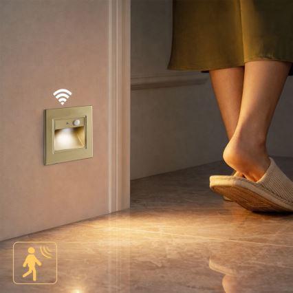 Brilagi - STEP LIGHT LED Stair Light with Sensor, 1.5W/230V, IP44, Gold
