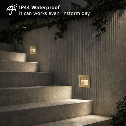 Brilagi - STEP LIGHT LED Stair Light with Sensor, 1.5W/230V, IP44, Gold