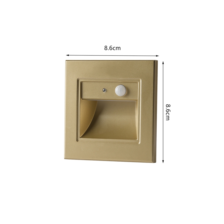 Brilagi - STEP LIGHT LED Stair Light with Sensor, 1.5W/230V, IP44, Gold