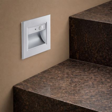 Brilagi - STEP LIGHT LED stair light with sensor, LED/1.5W/230V IP44 silver