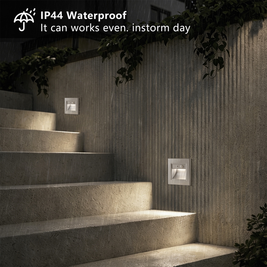 Brilagi - STEP LIGHT LED stair light with sensor, LED/1.5W/230V IP44 silver