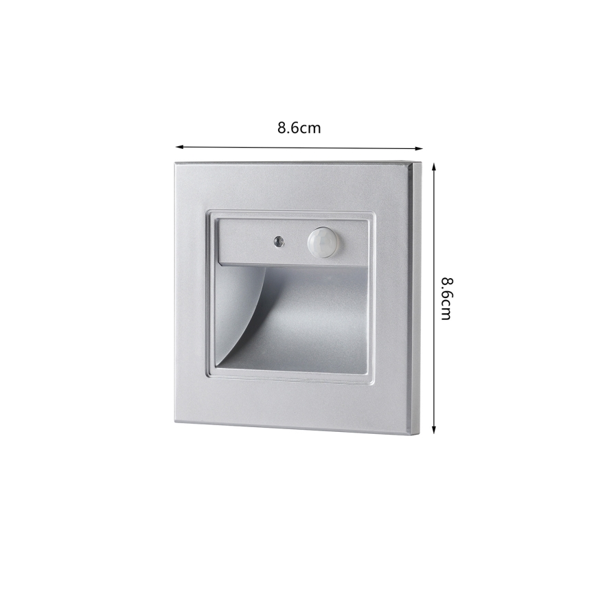 Brilagi - STEP LIGHT LED stair light with sensor, LED/1.5W/230V IP44 silver