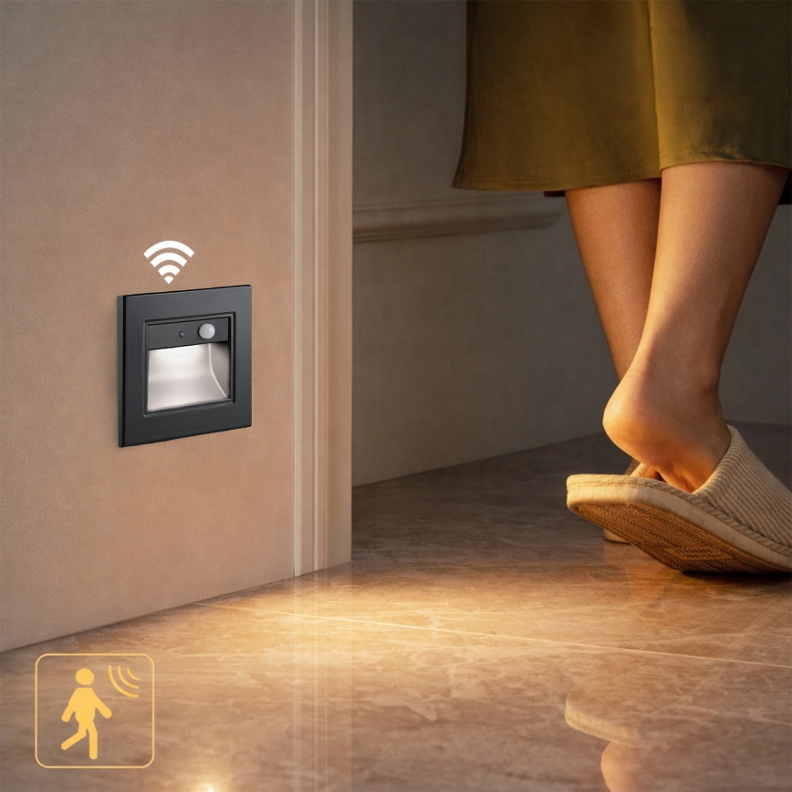 Brilagi - STEP LIGHT LED staircase light with sensor LED/1,5W/230V IP44 black