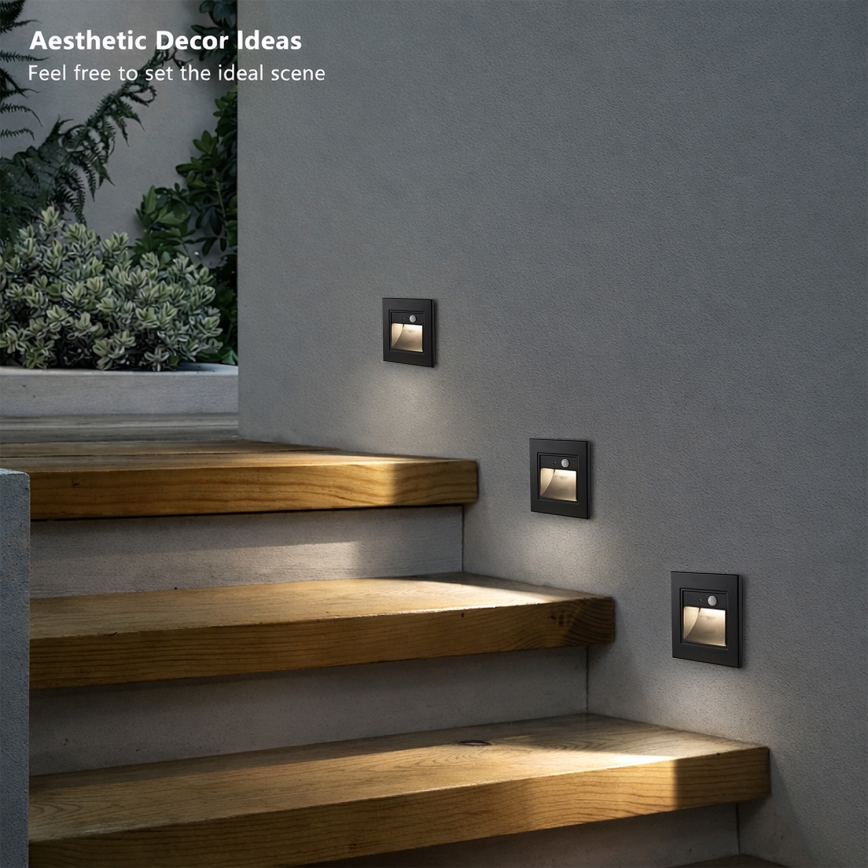Brilagi - STEP LIGHT LED staircase light with sensor LED/1,5W/230V IP44 black
