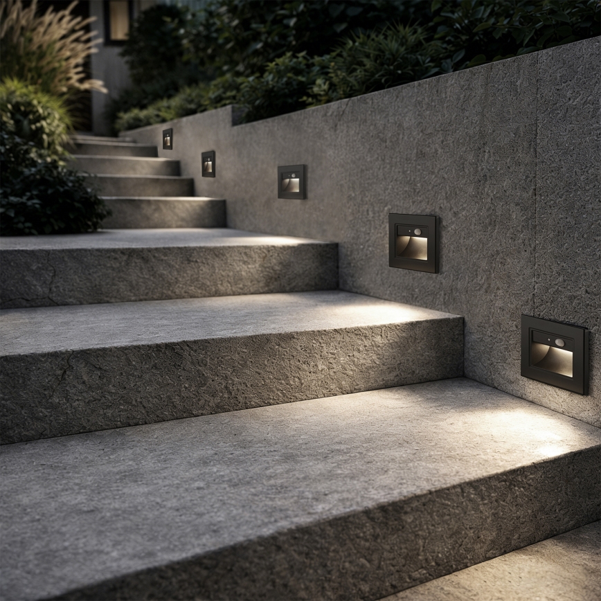 Brilagi - STEP LIGHT LED staircase light with sensor LED/1,5W/230V IP44 black