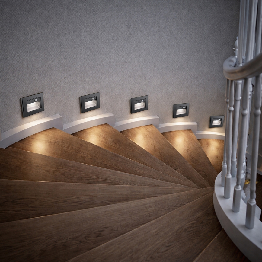 Brilagi - STEP LIGHT LED staircase light with sensor LED/1,5W/230V IP44 black