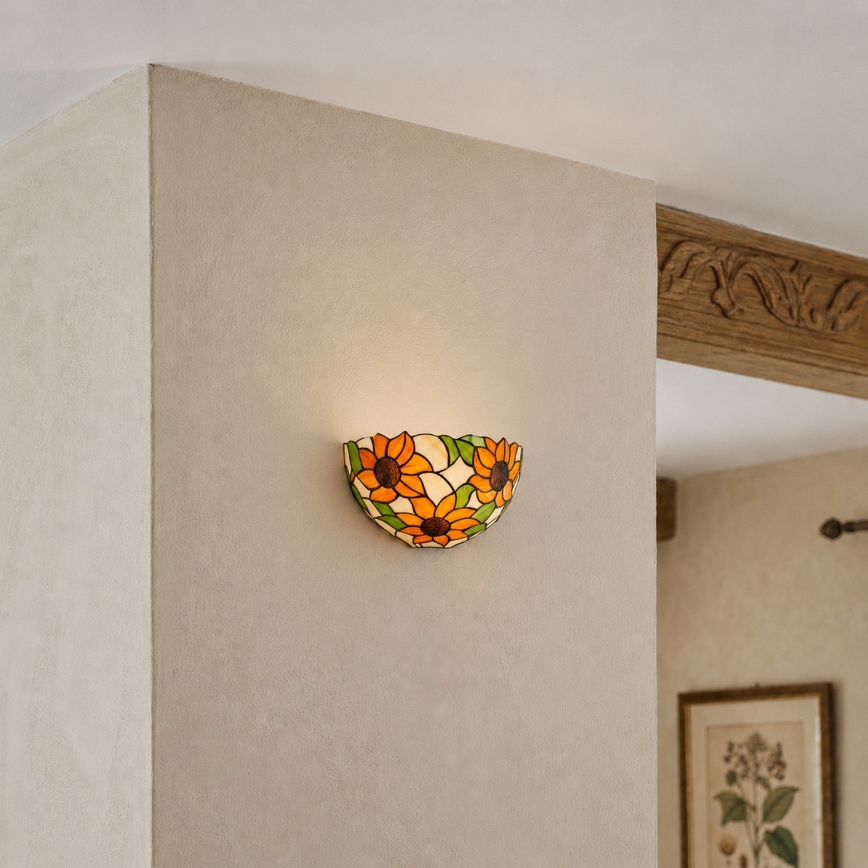 Brilagi - SUNFLOWER Tiffany stained-glass wall lamp 1xE14/40W/230V