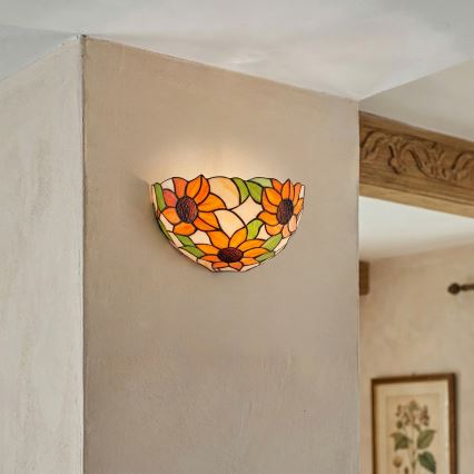 Brilagi - SUNFLOWER Tiffany stained-glass wall lamp 1xE14/40W/230V