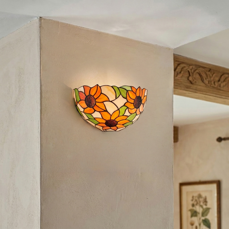 Brilagi - SUNFLOWER Tiffany stained-glass wall lamp 1xE14/40W/230V